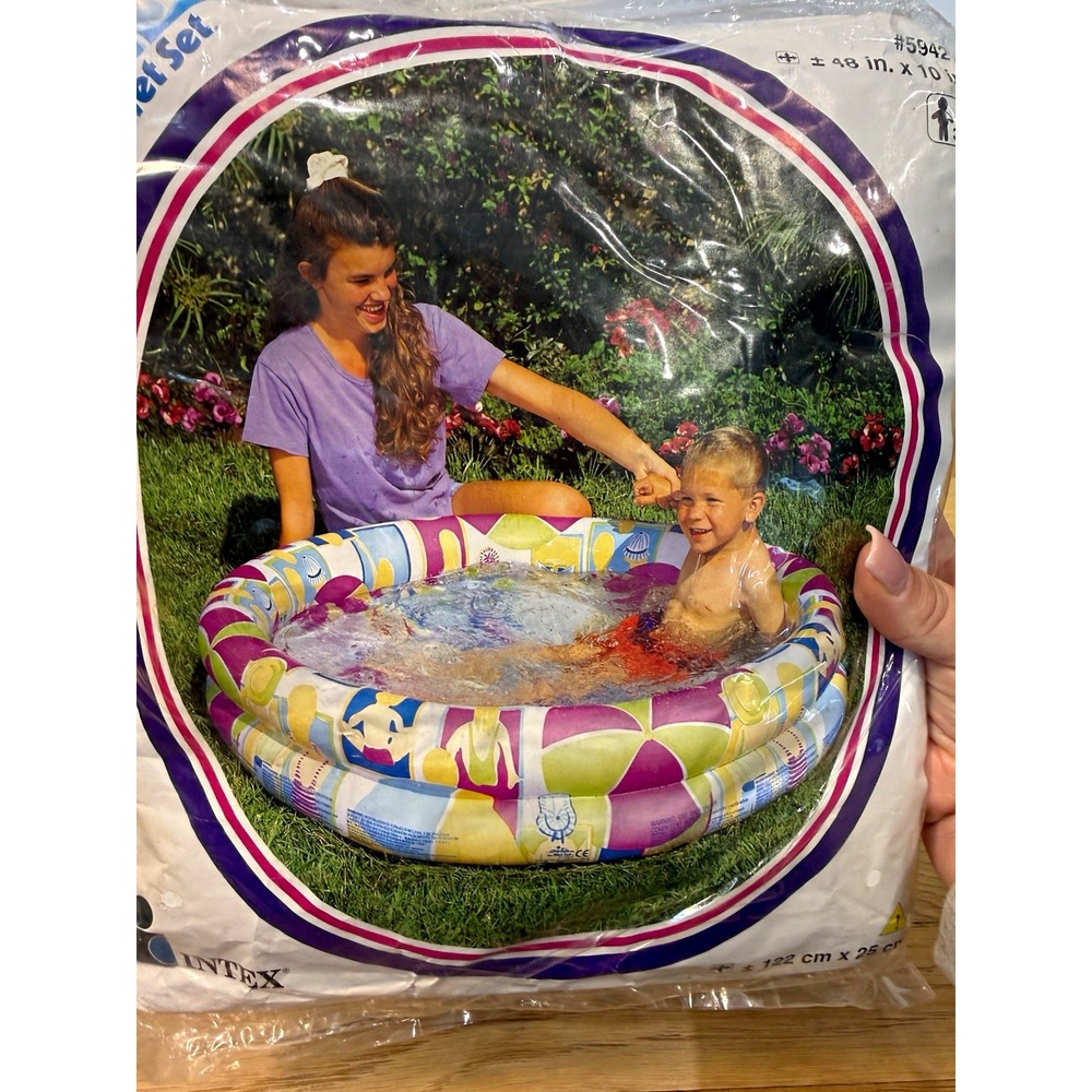 VTG NOS 90s Intex Riviera Beach Inflatable Kiddie Pool 48in x 10in Nostalgic